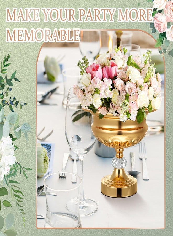 Ninehaoou 2 Pcs Crystal Gold Vases for Centerpieces Gold Metal Compote Bowl Wedding Elegant Wedding Centerpieces Compote Bowl Decorative Trumpet Vase for Decoration Anniversary Ceremony Birthday Party - Image 4